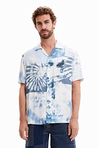 Desigual Men's CAM_Lenny 5039 ARTICO Blue Shirt, L von Desigual