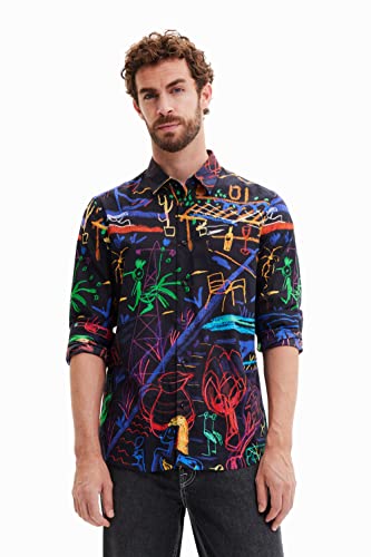 Desigual Men's CAM_Miami 5000 Navy Shirt, Blue, XXL von Desigual