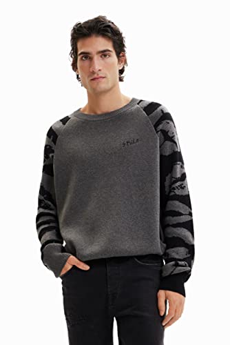 Desigual Men's JERS_Arnaldo 2041 GRIS Sedona Pullover Sweater, Black, L von Desigual