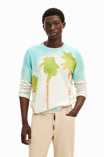 Desigual Men's Man Flat Knit Pullover Long Sleeve Sweatshirt, Weiß, Large von Desigual