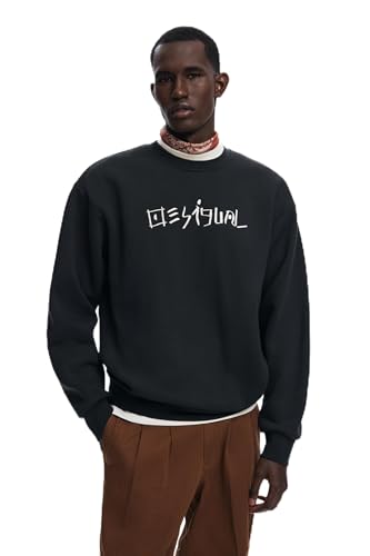 Desigual Men's Man Knit Sweat Long Sleeve Sweatshirt, Schwarz, L von Desigual