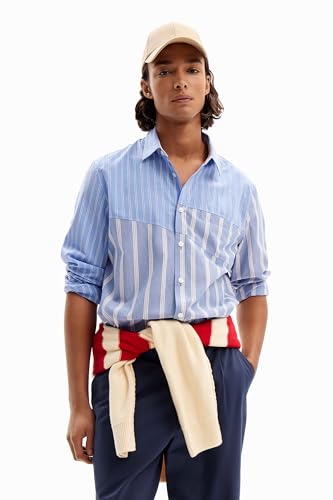 Desigual Men's Man Template 1 C T-Shirt, Blue, Large von Desigual