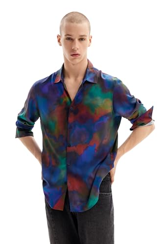 Desigual Men's Man Template 1 Colo T-Shirt, Blue, Large von Desigual