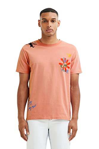 Desigual Men's TS_Sunflower,3025 T-Shirt, Red, S von Desigual