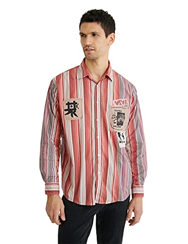 Desigual Mens CAM_Camara Button Down Shirt, Red, XXL von Desigual