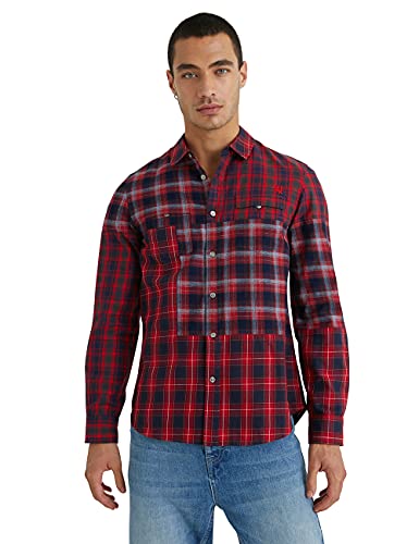 Desigual Mens CAM_Egeo Shirt, Red, S von Desigual