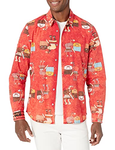 Desigual Mens CAM_Simson Button Down Shirt, Red, XXL von Desigual