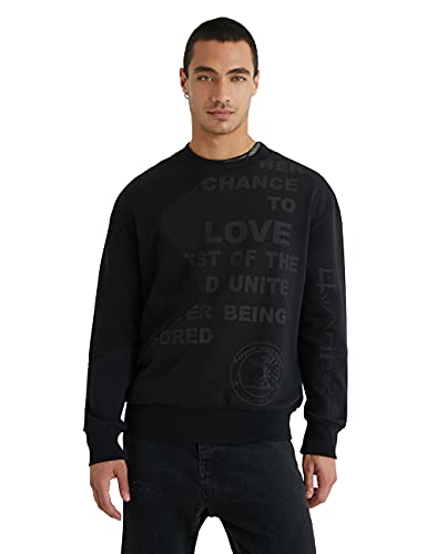 Desigual Mens Sweat_Wayne Sweatshirt, Black, XXL von Desigual