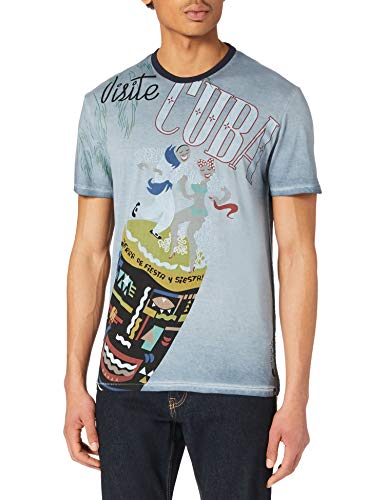 Desigual Mens TS_CEFERINO T-Shirt, Blue, S von Desigual