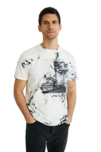 Desigual Mens TS_Palm T-Shirt, White, XXL von Desigual