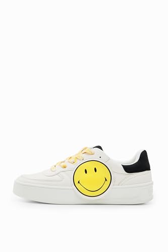 Desigual Neue Fancy Smiley Weiß Low Top Sneakers 23WSKP23, Material Oberflächen, 40 EU von Desigual