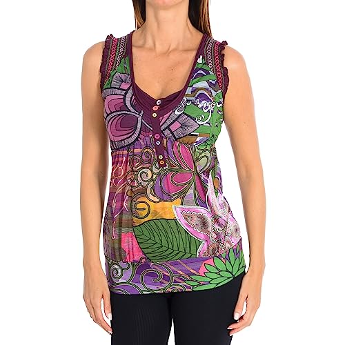 Desigual Olga Printed Women'T-Shirt, Carmin Gr. 36, Rosa - Carmin von Desigual