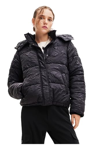 Desigual Women's Calgary Woman Woven Padded Short Overcoat, Black, M von Desigual