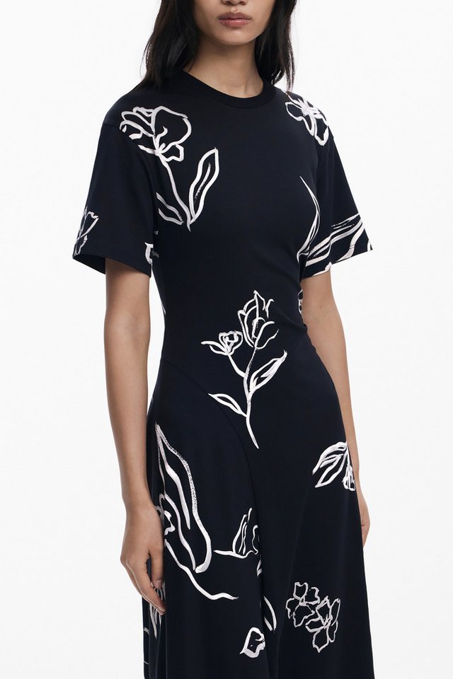 Desigual Partykleid Schwarzes Langarmkleid für Damen mit Druck und Rundhalsausschnitt von Desigual