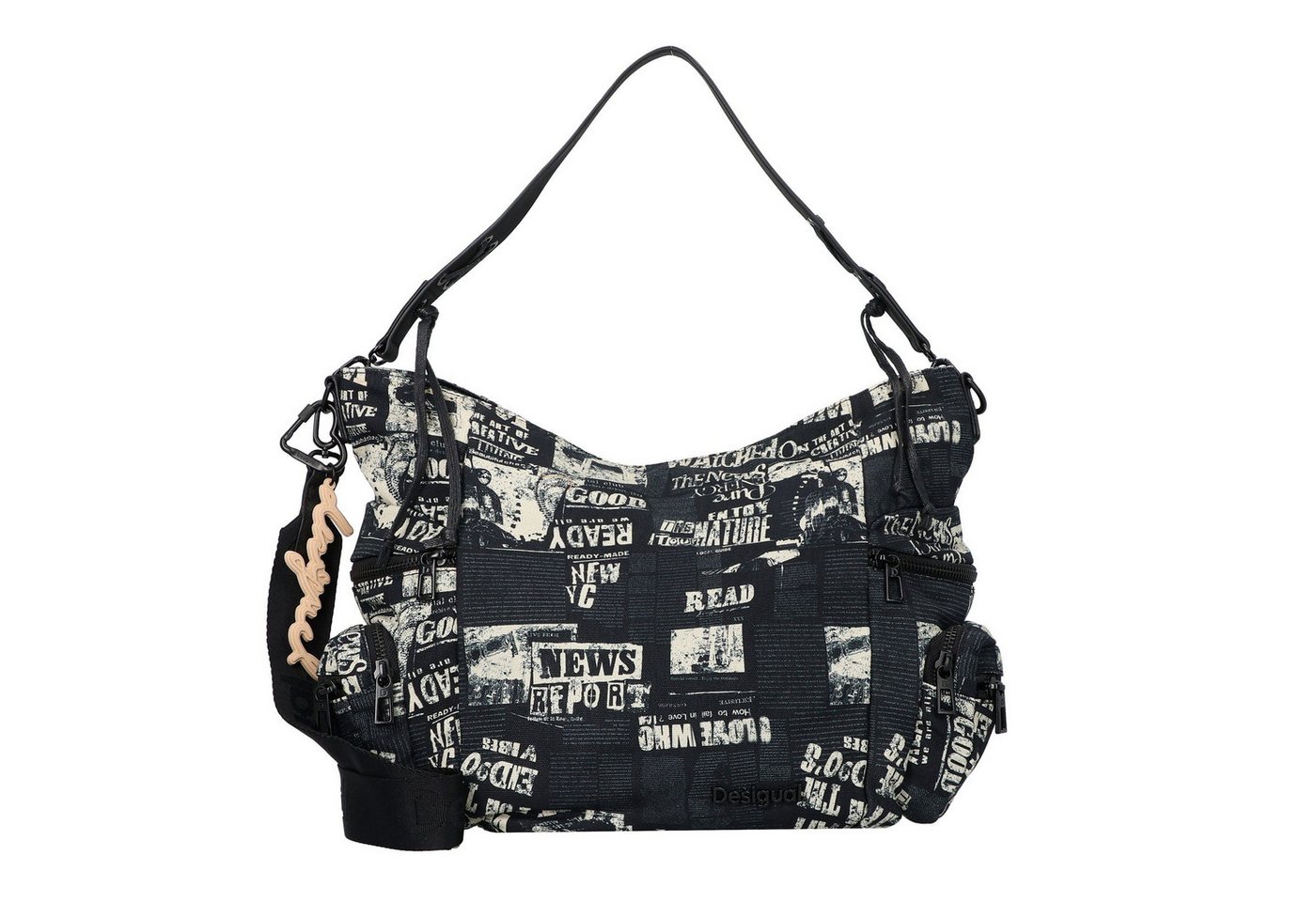 Desigual Schultertasche Newspaper, Baumwolle von Desigual