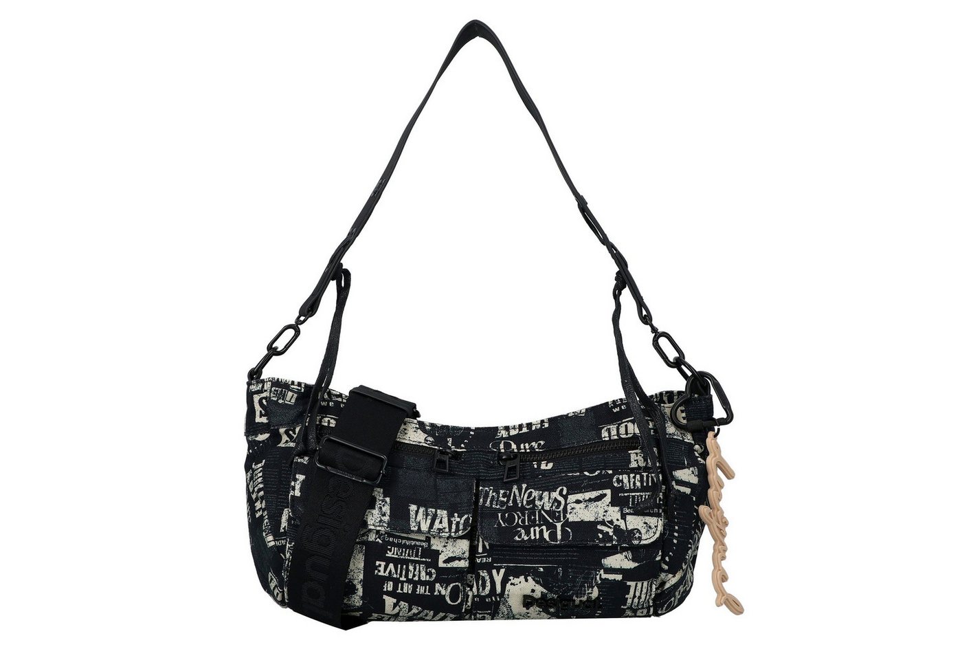 Desigual Schultertasche Newspaper, Polyurethan von Desigual