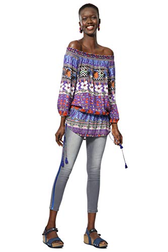 Desigual Trikot Bluse Violett - Blau Andrea - 19SWBW38, Muster:, XS von Desigual