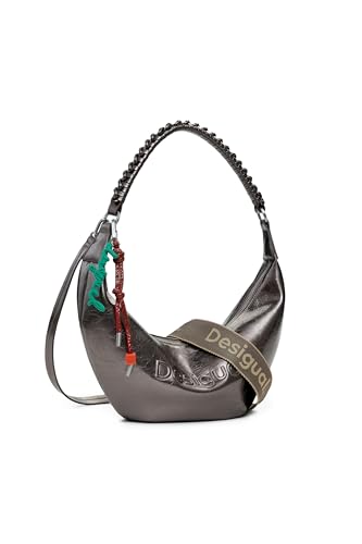 Desigual Umhängetasche Schultertasche Zante Half Logo Crossbody Bag Brushed Silver mauve von Desigual