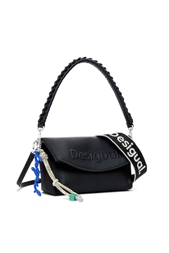 Desigual Schultertasche Umhängetasche Half Logo Trokel Shoulder Bag Black schwarz von Desigual