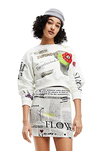 Desigual Women's 1001RAW World Defender 1001 RAW Sweater, White, M von Desigual