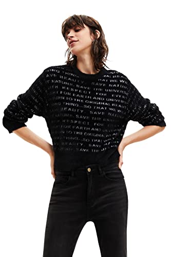 Desigual Damen 2000black JERS_i Wonder 2000 Black Pullover Sweater, Schwarz, L EU von Desigual