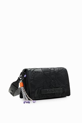 Desigual Women's Alpha Dortmund Flap 2 Accessories PU Across Body Bag, Black von Desigual