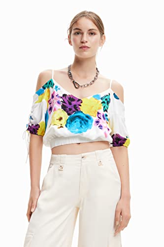 Desigual Women's BLUS_Bernadette-Lacroix 1000 Blouse, White, M von Desigual