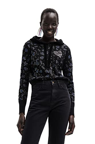 Desigual Women's Black JERS_BONVENT 2000 Pullover Sweater, XL von Desigual