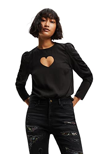 Desigual Damen Long Sleeve Blouse T Shirt, Schwarz, L EU von Desigual