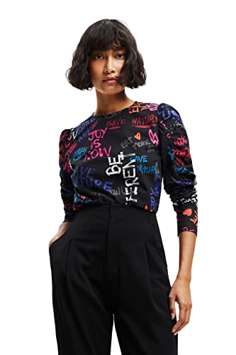 Desigual Women's Blouse Long Sleeve T-Shirt, Black, XL von Desigual