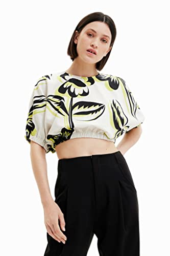 Desigual Women's Blouse Short Sleeve T-Shirt, White, M von Desigual