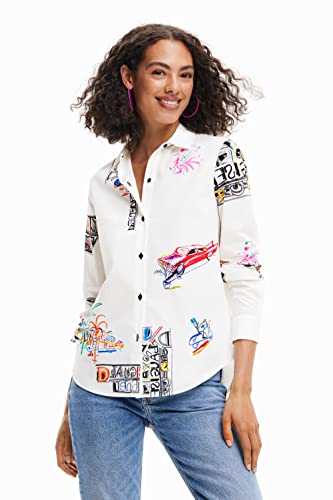 Desigual Women's CAM_Fahrenheit 1000 Shirt, White, XL von Desigual