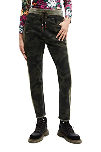 Desigual Women's CAMO, 4086 Dark KAKI Casual Pants, Green, S von Desigual