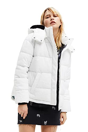 Desigual Women's ESTOCOLMO, 1000 White Padded Short Overcoat, M von Desigual