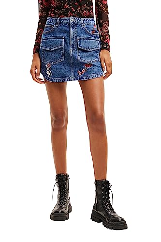 Desigual Women's FAL_Carry Skirt, Blue, Medium von Desigual