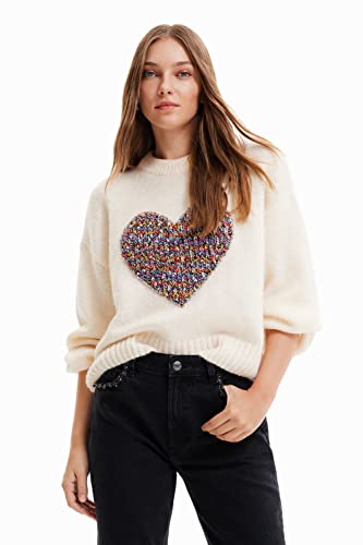 Desigual Women's JERS_Cory 1000 White Sweater, L von Desigual