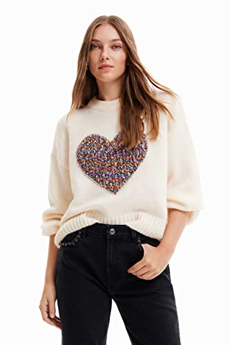 Desigual Women's JERS_Cory 1000 White Sweater, XL von Desigual