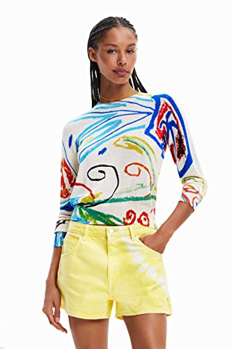 Desigual Damen JERS_Henry 1001 Sweatshirt, Weiß, S EU von Desigual