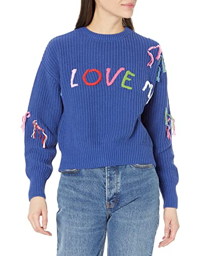 Desigual Women's JERS_I Love Sweatshirt, Blue, M von Desigual