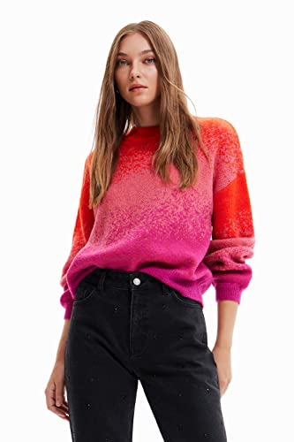Desigual Women's JERS_OMBRÉ 9021 Multicolor Fuchsia Sweater, Material Finishes, L von Desigual