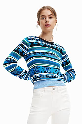 Desigual Women's JERS_Rainforest 5020 Sweatshirt, Blue, XL von Desigual