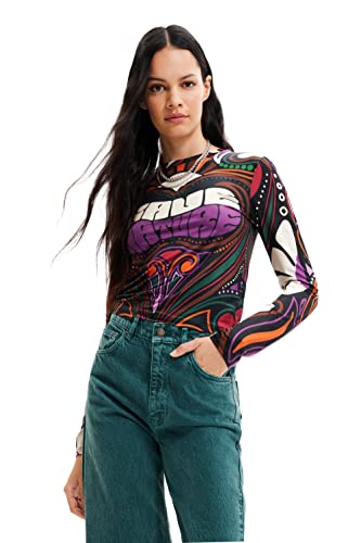 Desigual Women's Long Sleeve T-Shirt, Black, XL von Desigual