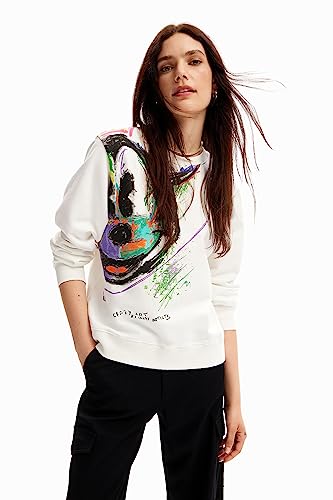 Desigual Women's Mickey Arty Sweater, White, XX-Large von Desigual