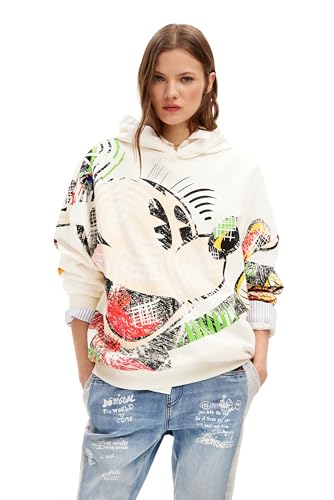 Desigual Women's Mickey Cubist_LACROI Sweater, weiß, 36 von Desigual