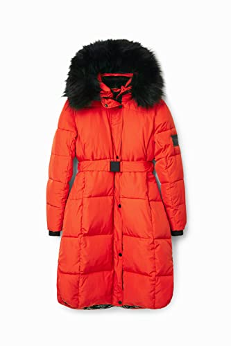 Desigual Women's NORUEGA, 7002 ORANGE Padded Long Overcoat, S von Desigual