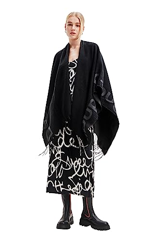 Desigual Women's Poncho_Logo Paris, Black, One Size von Desigual