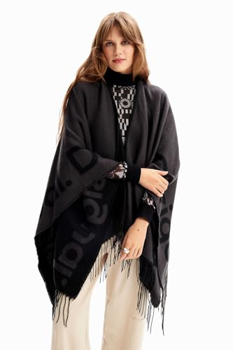 Desigual Women's Poncho_Logo Paris, Black, One Size von Desigual