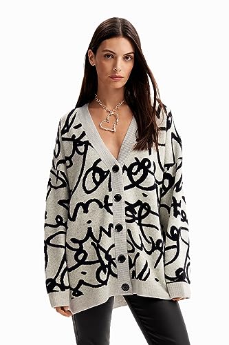 Desigual Women's Pullover_Lettering Sweater, White, S von Desigual