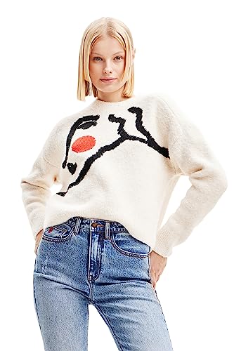 Desigual Women's Pullover_TRAZO Sweater, White, M von Desigual