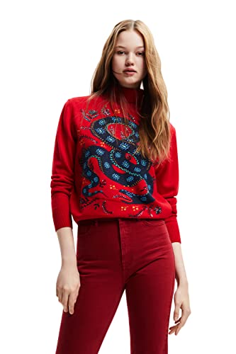 Desigual Women's REDAGAINST JERS_TULA 3193 RED Against Pullover Sweater, M von Desigual